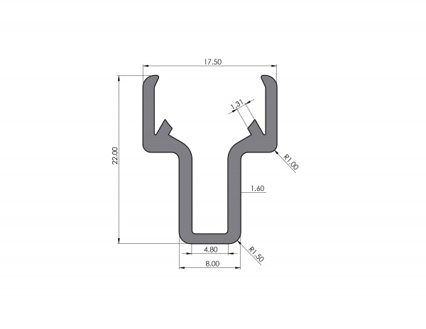 Shaft clamping profile slot 8 D14 I-type